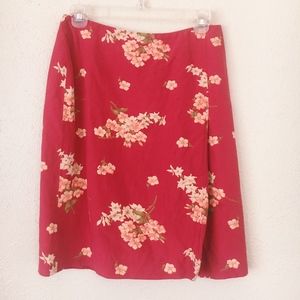 Jones New York Red Floral Wrap Skirt